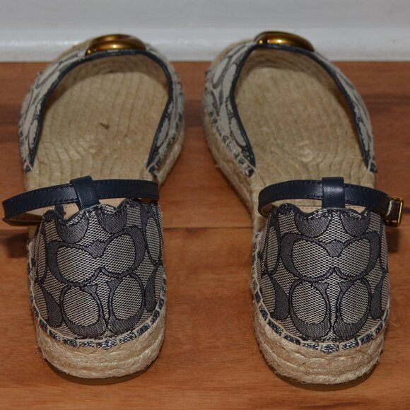 Coach Dillon Midnight Navy NEW w/box Jaquard Ankle strap Espadrilles - Picture 9 of 16